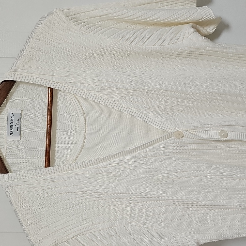 Alfred Dunner Cream Knit Cardigan and Top Set - Picture 3 of 8